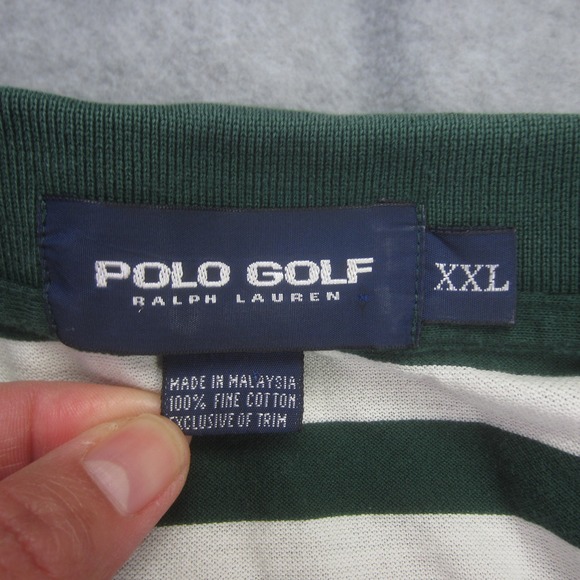 Ralph Lauren Polo Golf Shirt Mens XXL Green Striped Long Sleeve Rugby Preppy - Picture 7 of 12